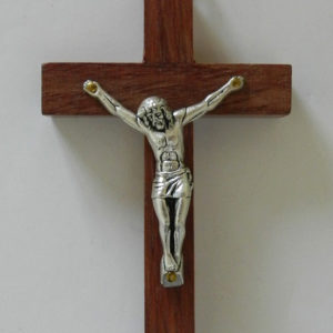 Crucifix en bois foncé 8x5cm- CHRIST CLASSIQUE
