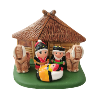 CRECHE en céramique BLOC 8x7cm-THAILANDE