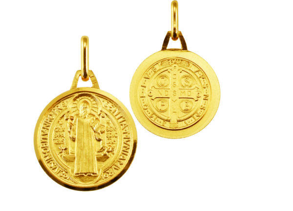 Médaille 16mm en Plaqué Or  - St Benoît