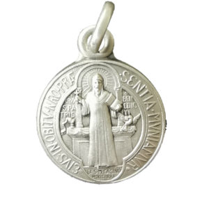 Médaille 14mm en Argent 925 - St Benoît recto/verso