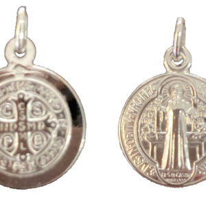 Médaille 18mm en Argent 925 - St Benoît BRILLANT recto/verso