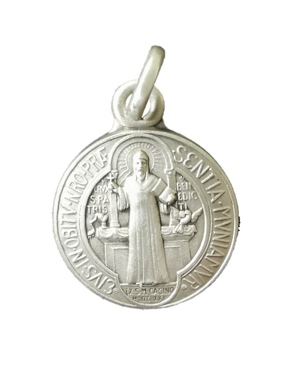 Médaille 18mm en Argent 925 - St Benoît Recto/verso