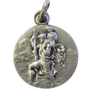 Médaille 15mm en Métal Argenté - ST CHRISTOPHE