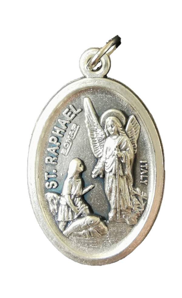 Médaille 22mm Ovale en métal argenté - ST RAPHAEL