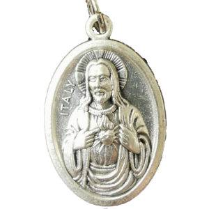 Médaille 22mm Ovale en métal argenté - SACRÉ COEUR