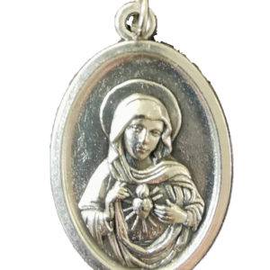 Médaille 22mm Ovale en métal argenté - COEUR IMMACULE DE MARIE