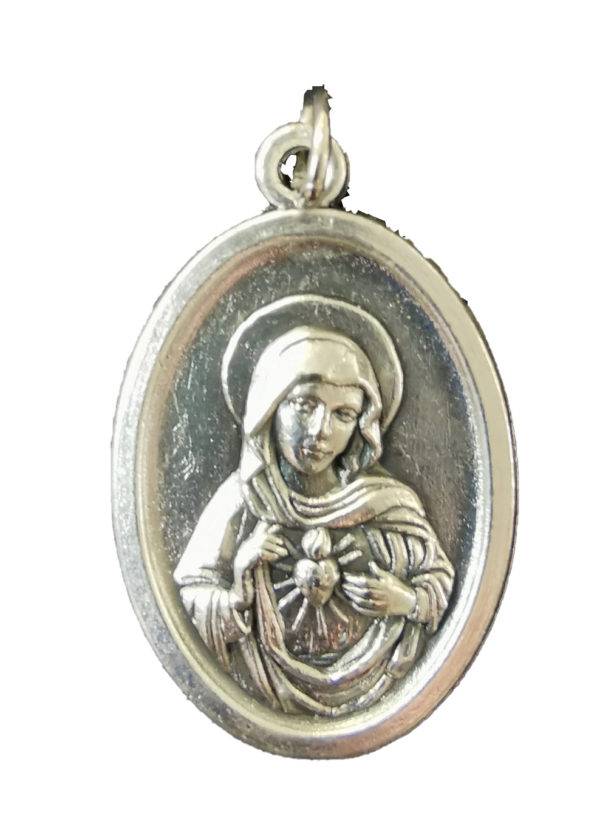 Médaille 22mm Ovale en métal argenté - COEUR IMMACULE DE MARIE