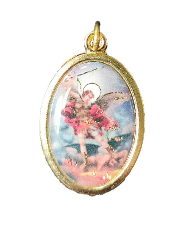 Médaille 22mm en Métal Doré avec Résine  - ST MICHEL
