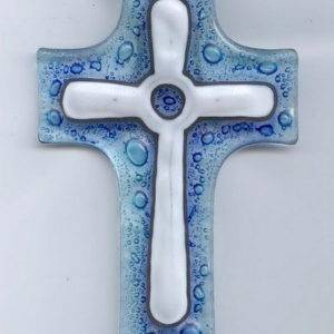 Croix en verre 8x12cm- CROIX BLANCHE