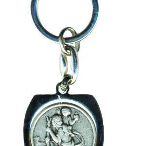 Porte-Clefs Tonneau en Métal Argenté - SAINT CHRISTOPHE