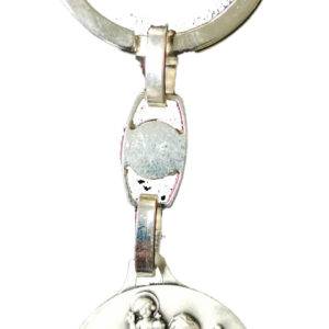 Porte-clef en métal argenté 26mm - SAINT CHRISTOPHE