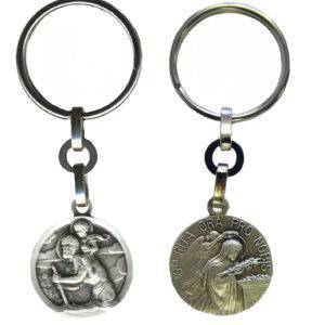 Porte-Clefs en Métal Argenté 26mm - RITA/CHRISTOPHE