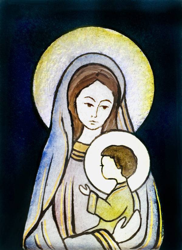 Vierge du souci 9,6X6,8cm - EMAUX DU LIBAN