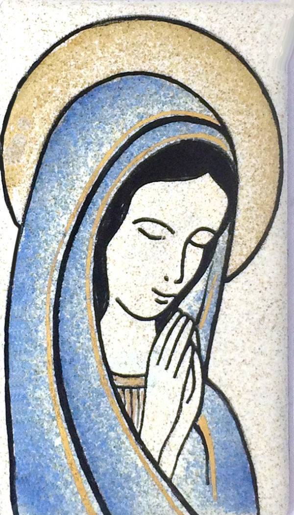 Vierge orante blanche 7X4cm - EMAUX DU LIBAN