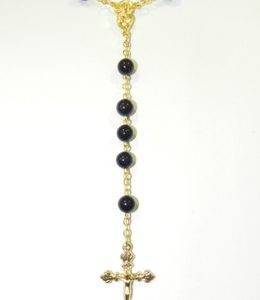 Chapelet pierre véritable 8mm chaine dorée- SABLE BLEU + boite