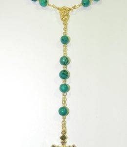 Chapelet pierre véritable 8mm chaine dorée- TURQUOISE + boite