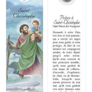 Signet plastifié avec médaille- ST CHRISTOPHE