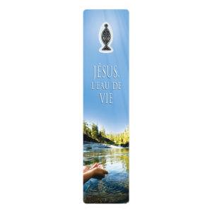 Signet plastifié avec médaille sous sachet-JESUS L'EAU DE VIE-anglais