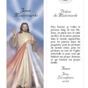 Signet plastifié avec médaille JESUS-MISERICORDE