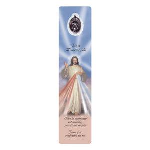 Signet plastifié avec médaille JESUS PRIERE DE MISERICORDE-anglais