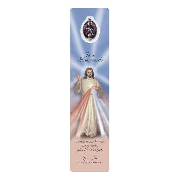 Signet plastifié avec médaille JESUS PRIERE DE MISERICORDE-anglais