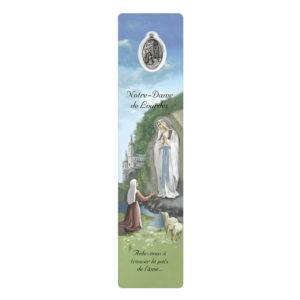 Signet plastifié avec médaille- ND DE LOURDES-italien