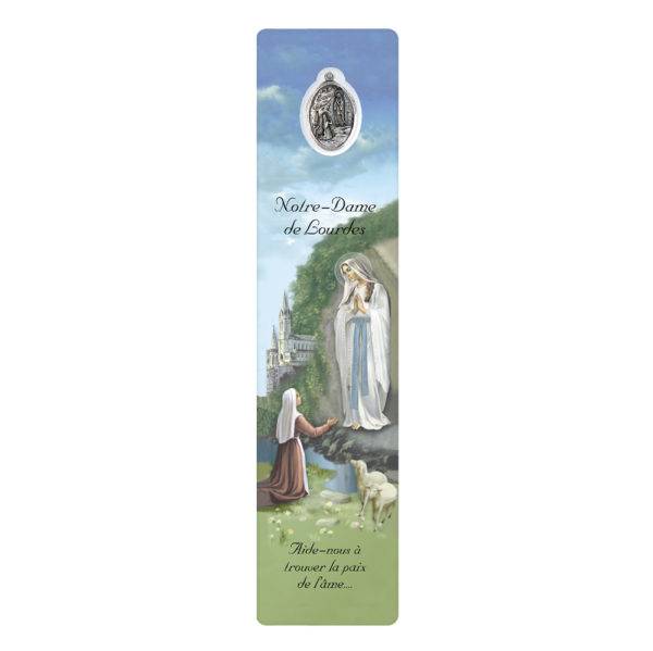 Signet plastifié avec médaille- ND DE LOURDES-italien