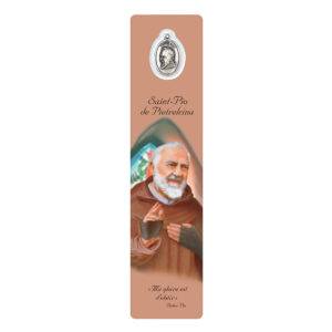 Signet plastifié avec médaille PADRE PIO-anglais