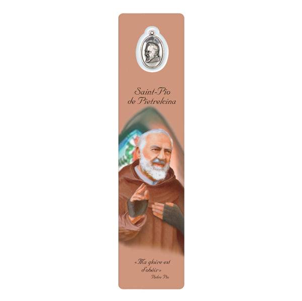 Signet plastifié avec médaille PADRE PIO- espagnol