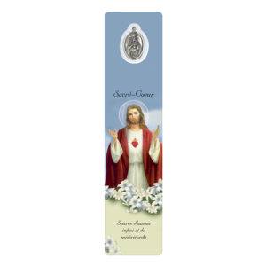 Signet plastifié avec médaille- SACRE COEUR - Espagnol