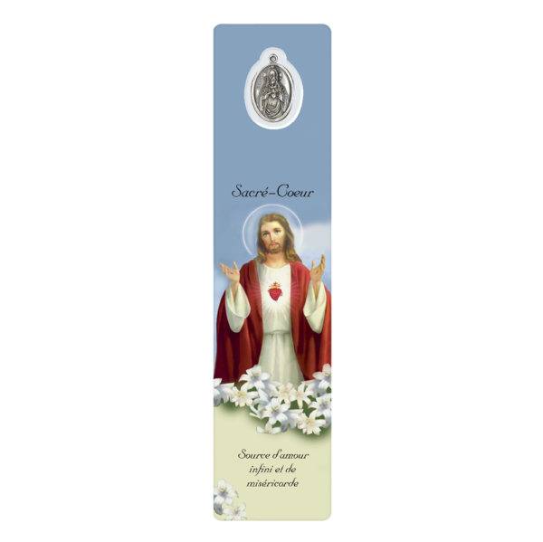 Signet plastifié avec médaille- SACRE COEUR - Espagnol