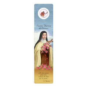 Signet plastifié avec médaille -STE THERESE-anglais