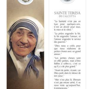 Signet plastifié avec médaille -STE TERESA DE CALCUTTA