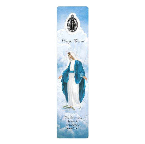 Signet plastifié avec médaille -VIERGE MIRACULEUSE-italien