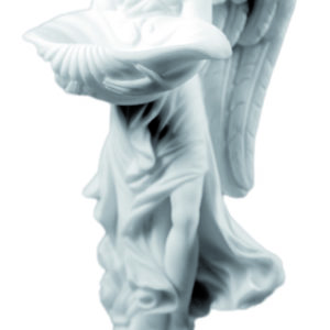Ange Bénitier - Statue 24cm en albâtre - Blanc