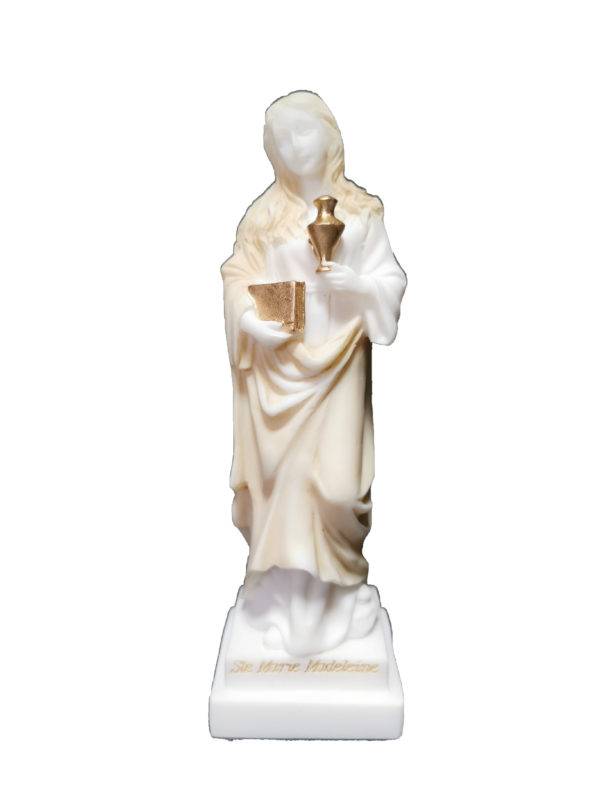 Ste Marie-Madeleine - Statue en albâtre 20cm -Beige et Or