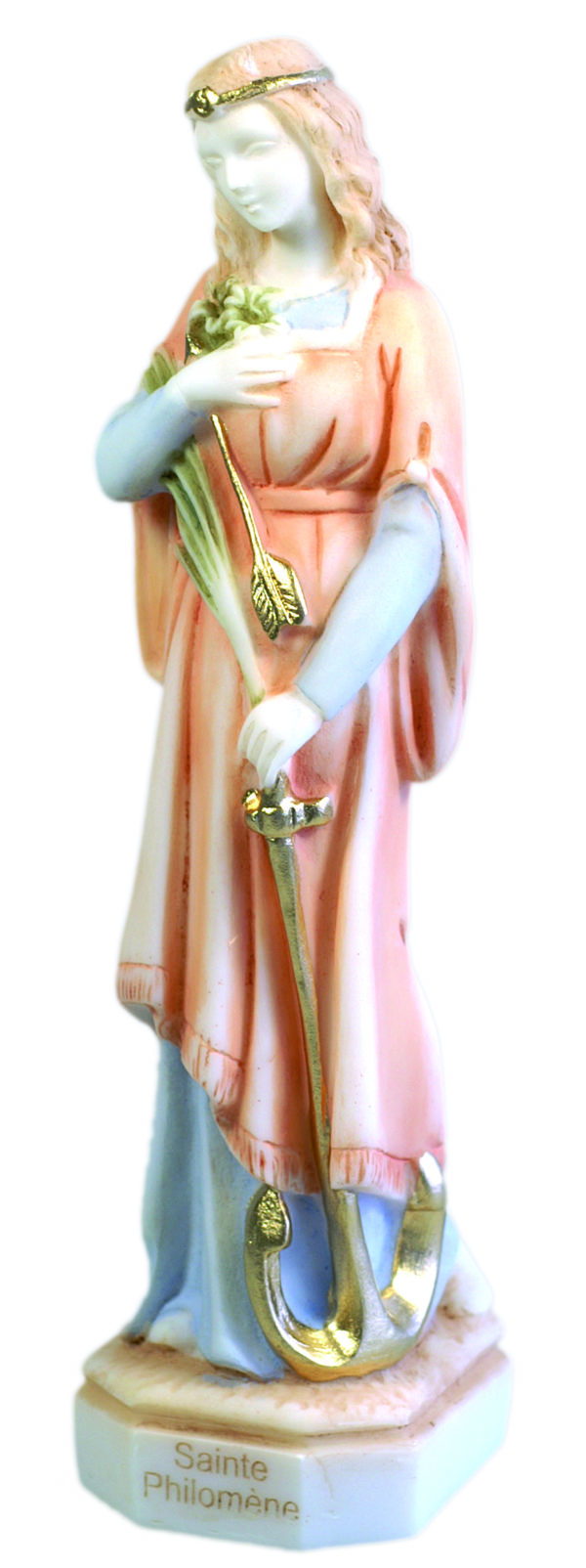 Ste Philomène - Statue en albâtre 22cm -Couleur