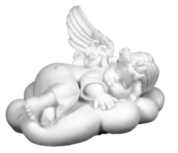 Statue en albâtre 6x10cm - ANGE ENDORMI-blanc