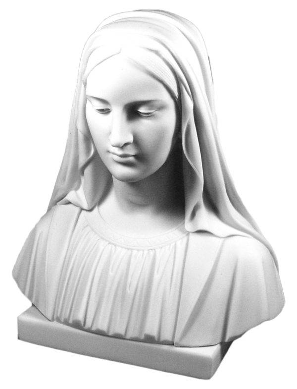 Vierge BUSTE - Statue en albâtre 30cm -Blanc