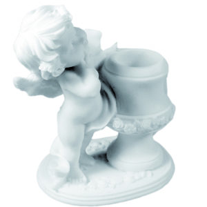 Statue en albâtre 10cm - ANGE DEBOUT Blanc