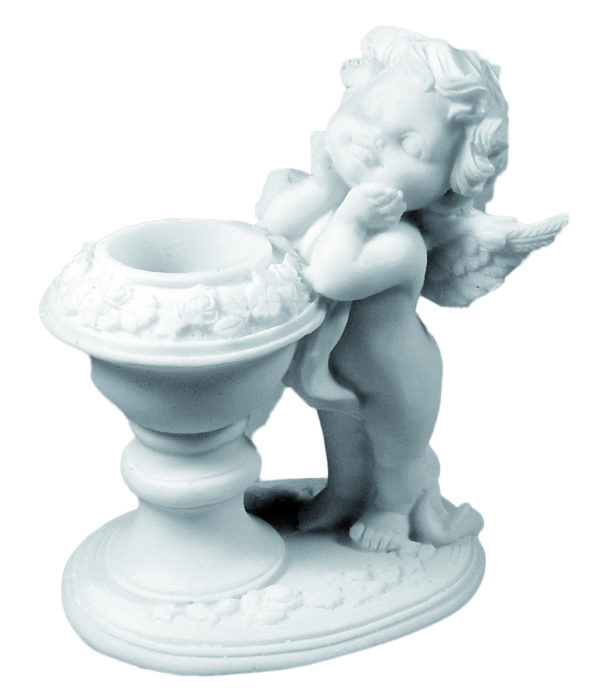 Statue en albâtre 10cm - ANGE ET VASQUE- Blanc