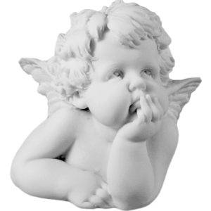 Statue en albâtre 10cm - ANGE PENSIF Blanc