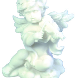 Statue en albâtre 9cm - ANGE MUSICIEN VIOLON Blanc