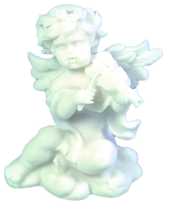 Statue en albâtre 9cm - ANGE MUSICIEN VIOLON Blanc