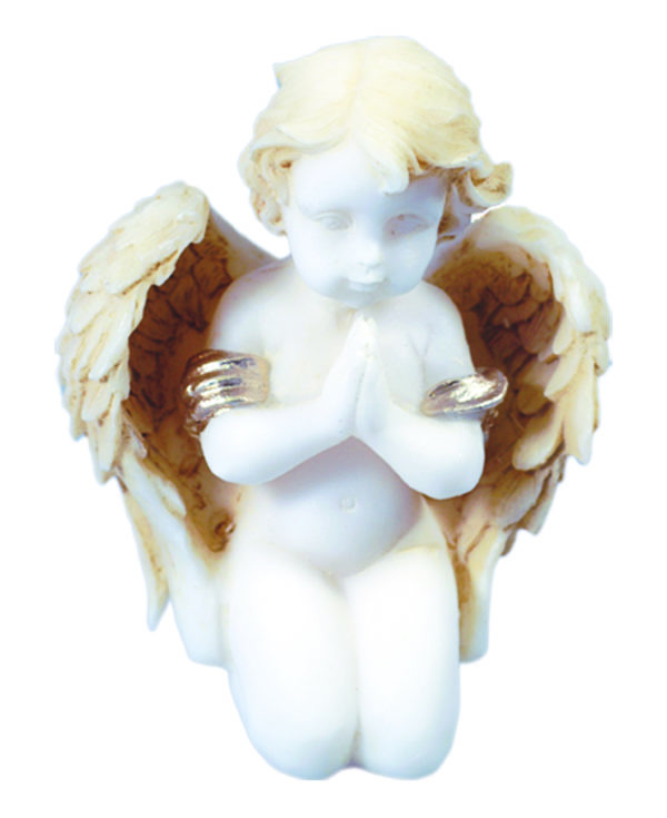Statue en albâtre 9cm - ANGE PRIANT Beige et Or