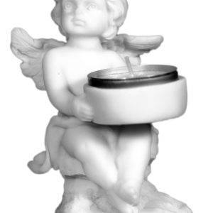 Statue en albâtre 10cm - ANGE BOUGEOIR Blanc