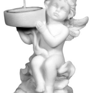 Statue en albâtre 10cm - ANGE BOUGEOIR Blanc