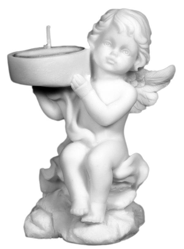 Statue en albâtre 10cm - ANGE BOUGEOIR Blanc