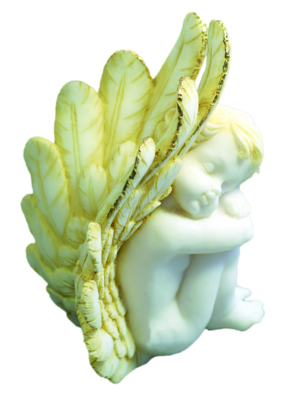 Statue en albâtre 16cm - ANGE EN SOMMEIL (DROIT) Beige et Or