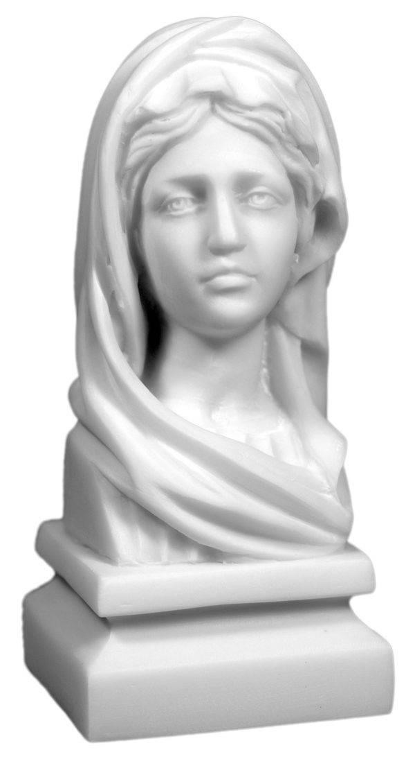 Vierge BUSTE - Statue en albâtre 13cm -Blanc